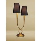 M0546/BS Paola Table Lamp 2 Light E14 Gold Painted Black Shades