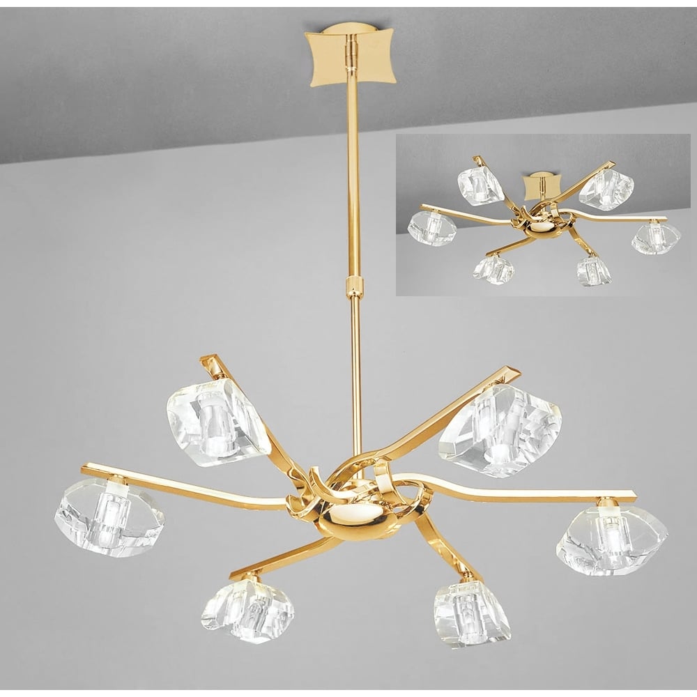 M0551FG Alfa Telescopic Convertible To Semi Flush 6 Light G9 French Gold
