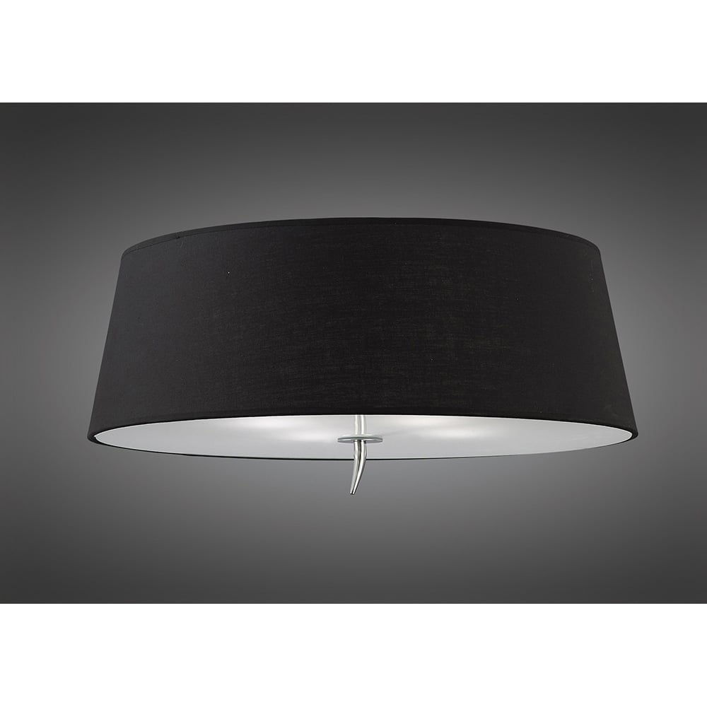 M1909/BS Ninette Flush Ceiling 4 Light E27 Polished Chrome Black Shade