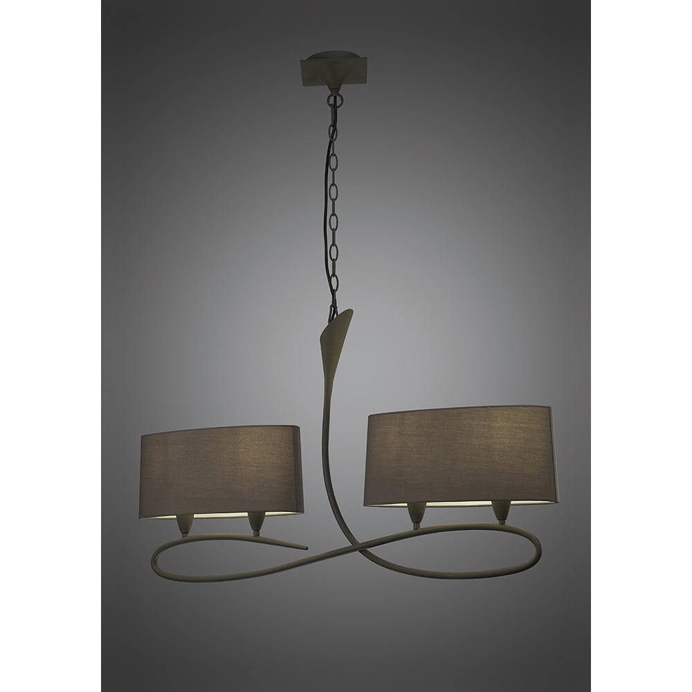M3680 Lua Linear Pendant 2 Arm 4 Light E27 Ash Grey Ash Grey Shades