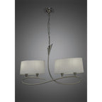 M3700 Lua Linear Pendant 2 Arm 4 Light E27 Satin Nickel White Shades