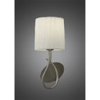 M3701/S Lua Wall Lamp Switched 1 Light E27 Satin Nickel White Shade