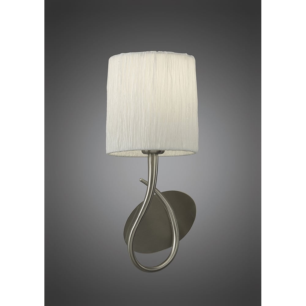 M3701/S Lua Wall Lamp Switched 1 Light E27 Satin Nickel White Shade