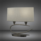 M3703 Lua Table Lamp 2 Light E27 Satin Nickel White Shade