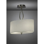 M3710 Lua Oval Semi Flush 2 Light E27 Satin Nickel White Shade