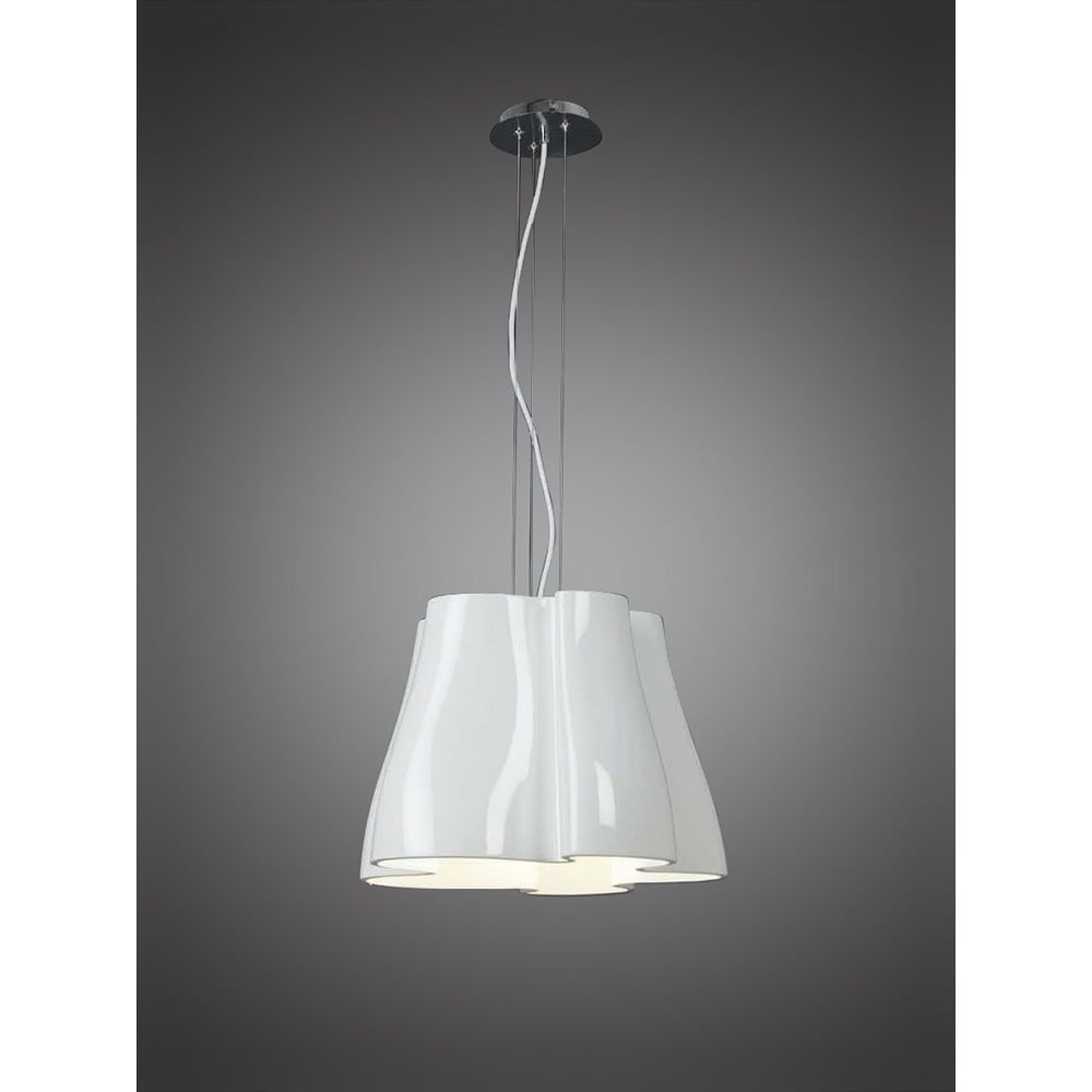 M3720 Miss Pendant 3 Light E27 Gloss White/Polished Chrome