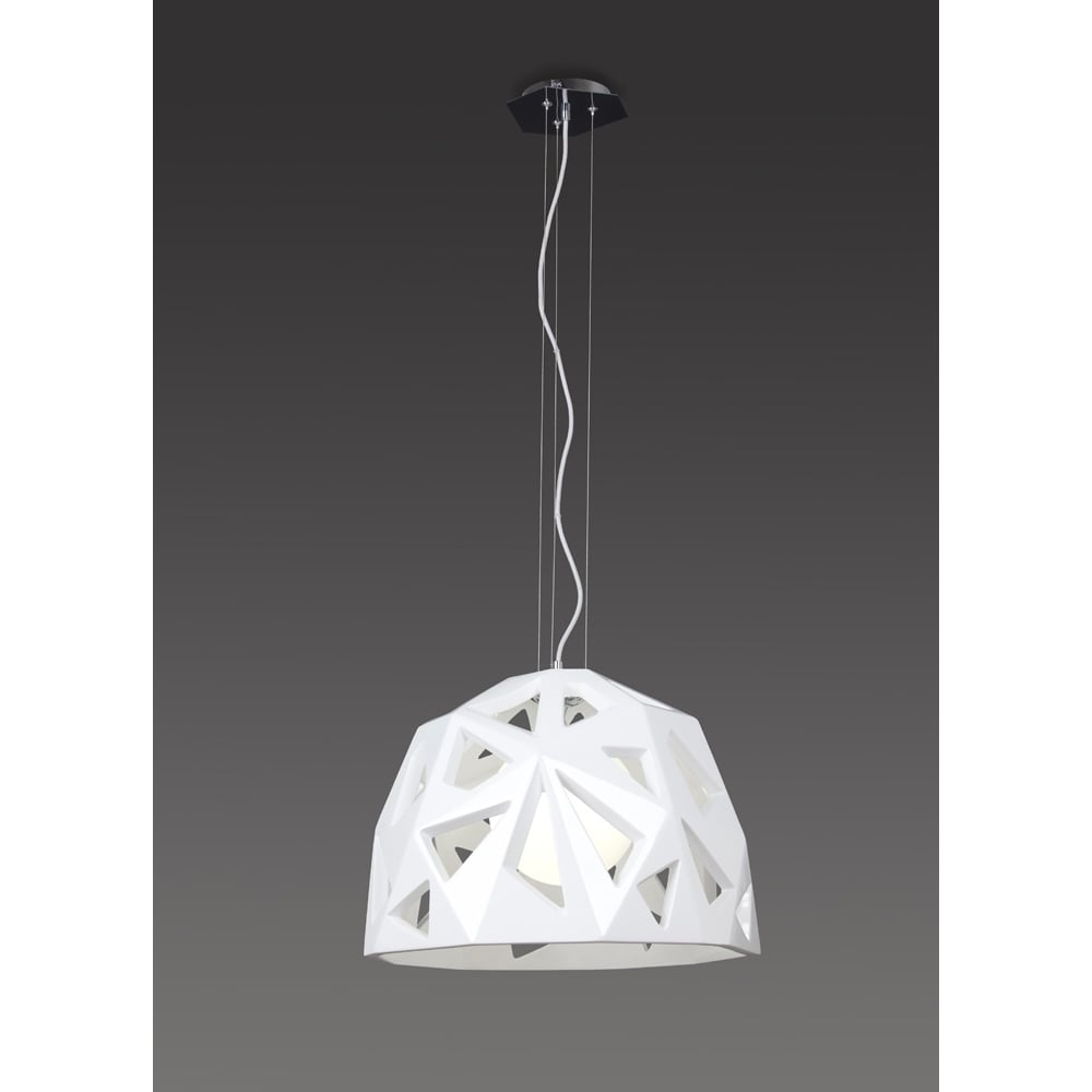 M3730 Facette Pendant 1 Light E27 Gloss White/Polished Chrome