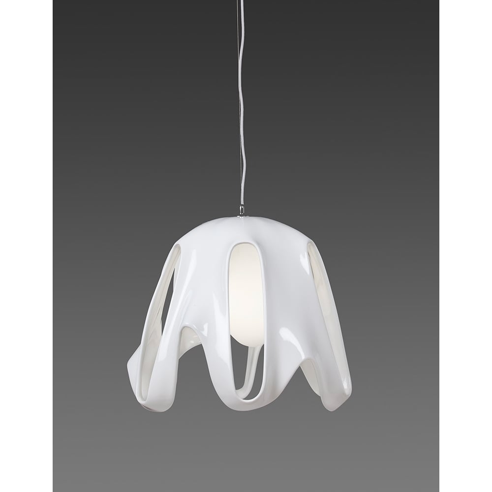 M3740 Phantom Pendant 1 Light E27 Gloss White/Frosted White Glass/Polished Chrome