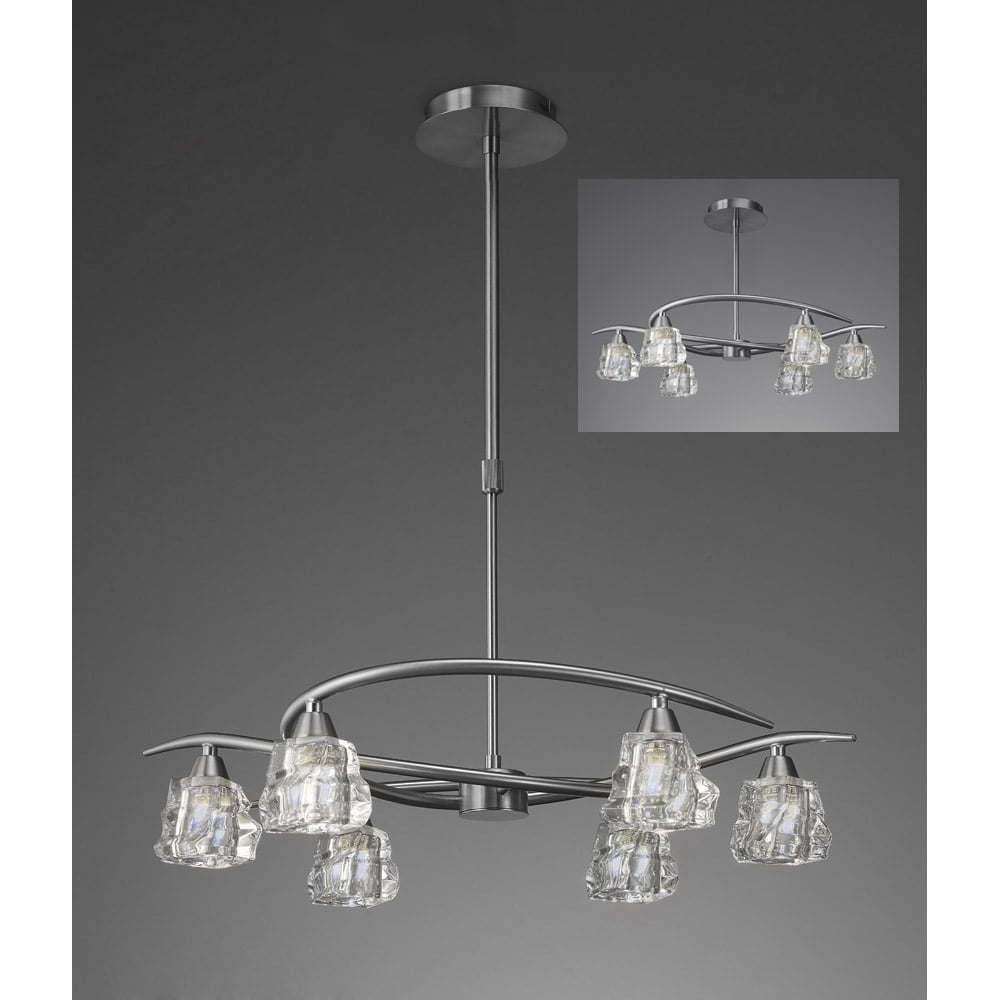 M3750 Iku Telescopic Convertible To Semi Flush 6 Light G9 Satin Nickel