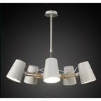 M3770 Looker Pendant 5 Light E27 Matt White / Beech