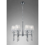 M3851 Tiffany Pendant 6+6 Light E14+G9 Polished Chrome White Shades & Clear Crystal