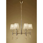 M3851FG Tiffany Pendant 6+6 Light E14+G9 French Gold Cream Shades & Clear Crystal