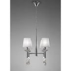 M3852 Tiffany Pendant 4+4 Light E14+G9 Polished Chrome White Shades & Clear Crystal