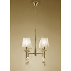 M3852FG Tiffany Pendant 4+4 Light E14+G9 French Gold Cream Shades & Clear Crystal