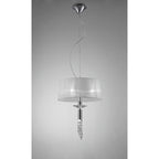 M3858 Tiffany Pendant 3+1 Light E27+G9 Polished Chrome White Shade & Clear Crystal
