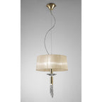 M3858FG Tiffany Pendant 3+1 Light E27+G9 French Gold Cream Shade & Clear Crystal