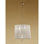 M3860FG Tiffany Pendant 3+3 Light E14+G9 French Gold Cream Shade & Clear Crystal