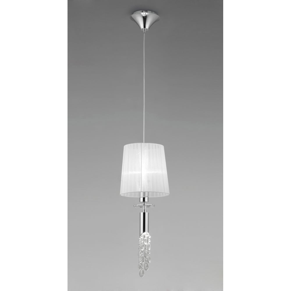 M3861 Tiffany Pendant 1+1 Light E27+G9 Polished Chrome White Shade & Clear Crystal