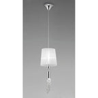 M3861 Tiffany Pendant 1+1 Light E27+G9 Polished Chrome White Shade & Clear Crystal