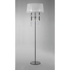 M3869 Tiffany Floor Lamp 3+3 Light E27+G9 Polished Chrome White Shade & Clear Crystal