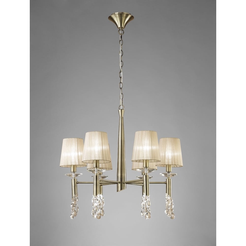 M3871 Tiffany Pendant 6+6 Light E14+G9 Antique Brass Soft Bronze Shades & Clear Crystal