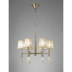 M3871 Tiffany Pendant 6+6 Light E14+G9 Antique Brass Soft Bronze Shades & Clear Crystal