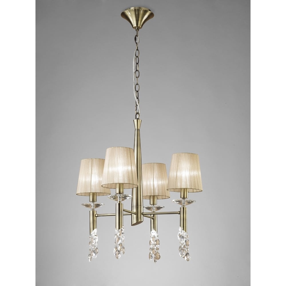 M3872 Tiffany Pendant 4+4 Light E14+G9 Antique Brass Soft Bronze Shades & Clear Crystal