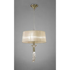 M3878 Tiffany Pendant 3+1 Light E27+G9 Antique Brass Soft Bronze Shade & Clear Crystal