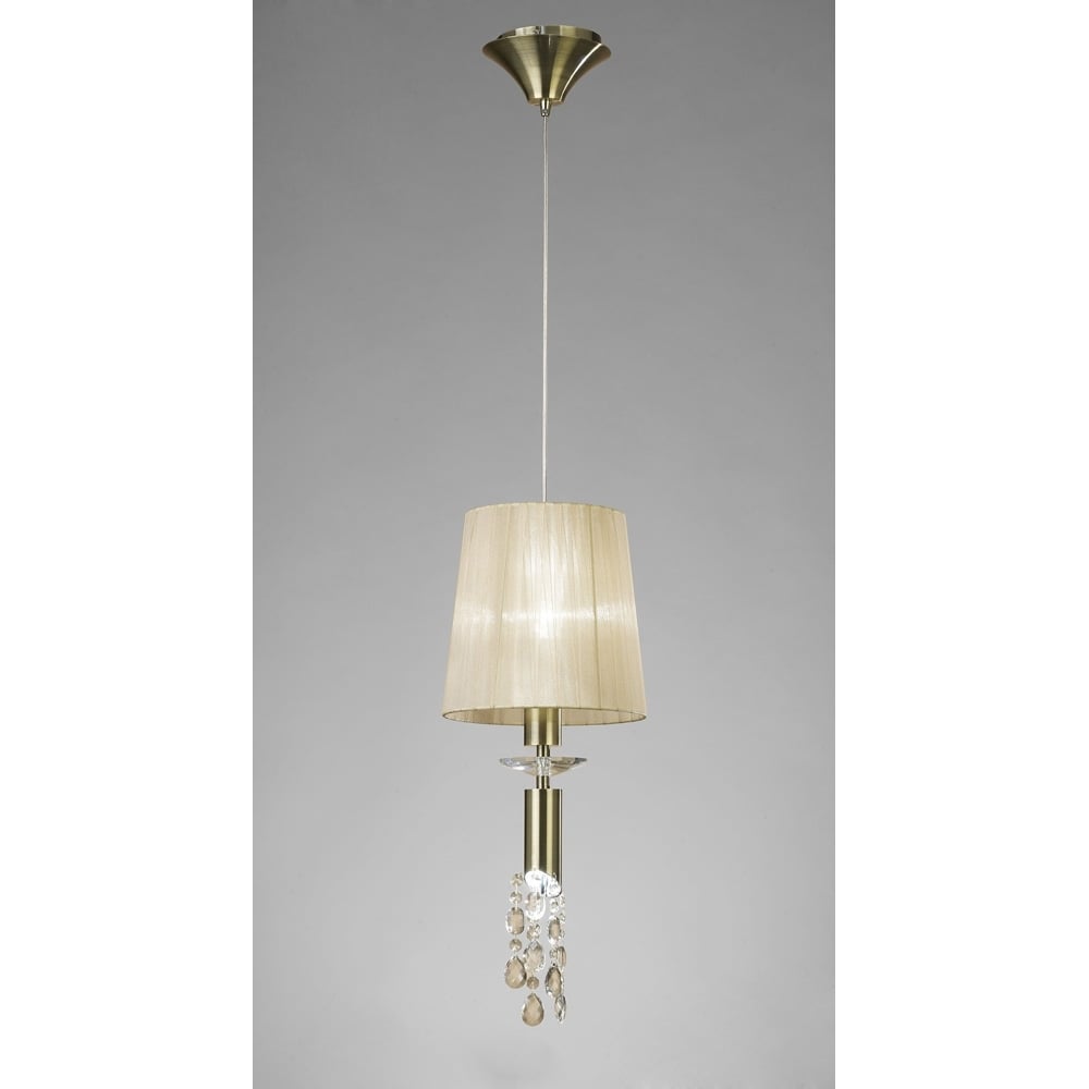 M3881 Tiffany Pendant 1+1 Light E27+G9 Antique Brass Soft Bronze Shade & Clear Crystal