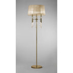 M3889 Tiffany Floor Lamp 3+3 Light E27+G9 Antique Brass Soft Bronze Shade & Clear Crystal