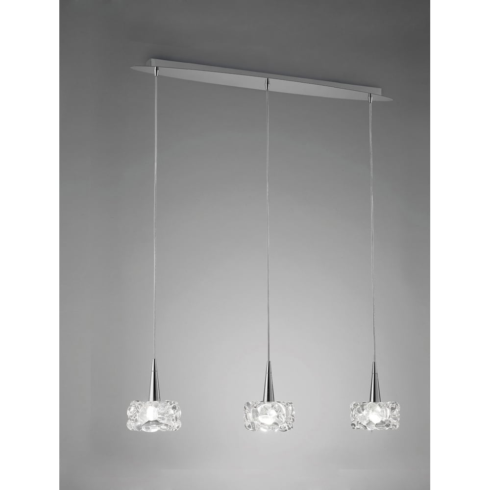 M3921 O2 Linear Pendant 3 Light G9 Line Small Polished Chrome