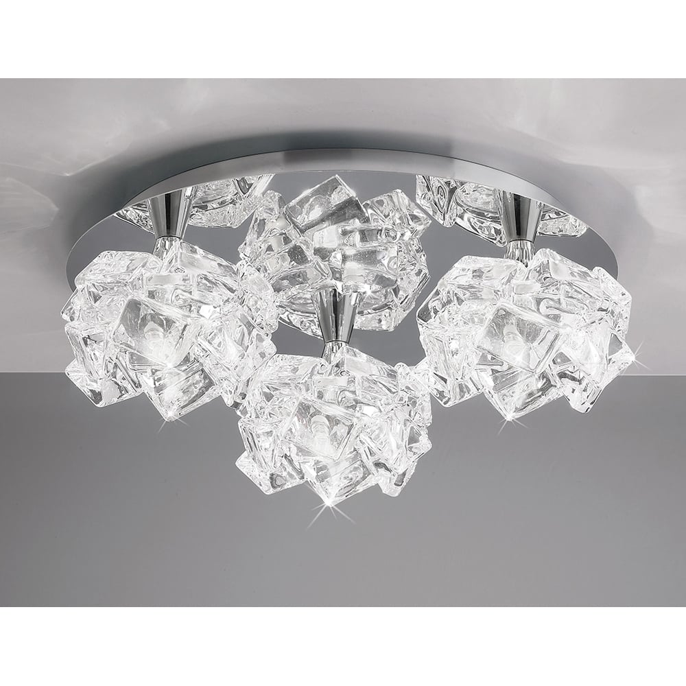 M3955 Artic Flush Ceiling 3 Light G9 Round Small Polished Chrome