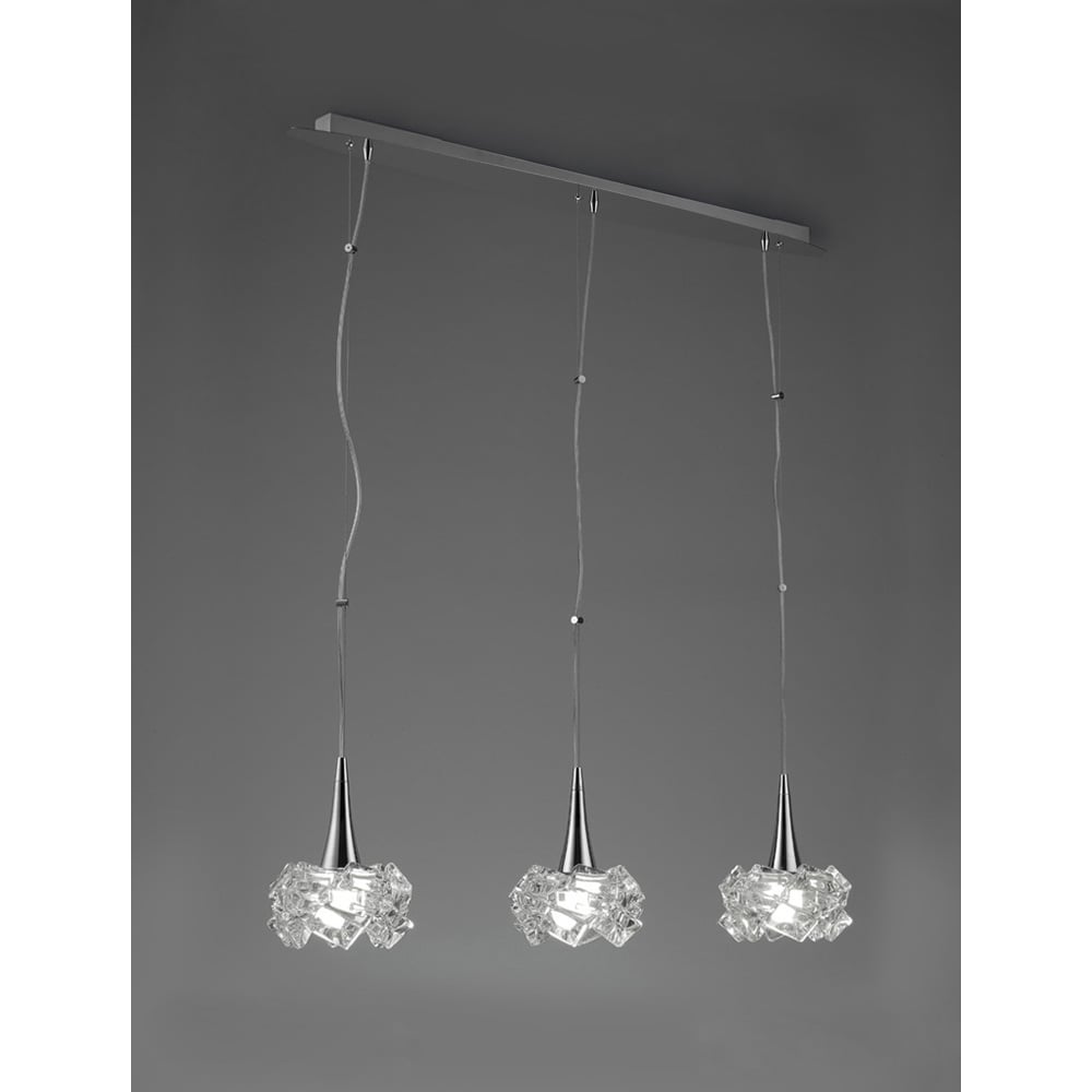 M3961 Artic Linear Pendant 3 Light E27 Line Large Polished Chrome