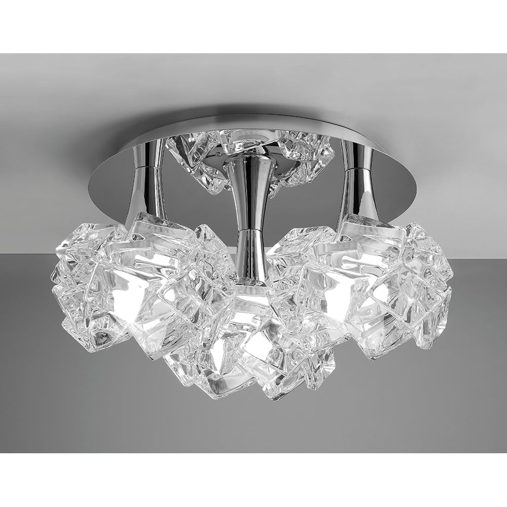 M3965 Artic Flush Ceiling 3 Light E27 Round Large Polished Chrome