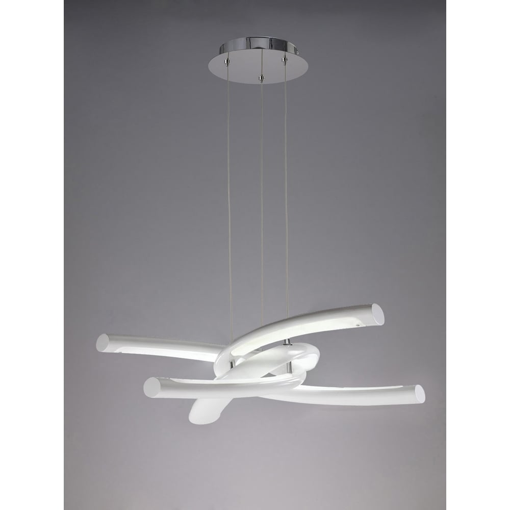 M3970 Knot Pendant 36W LED Gloss White/White Acrylic/Polished Chrome