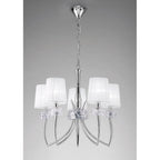 M4631 Loewe Pendant 5 Light E14 Polished Chrome White Shades