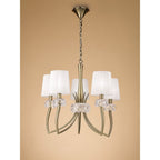 M4631AB Loewe Pendant 5 Light E14 Antique Brass Cream Shades