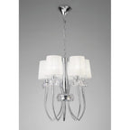 M4632 Loewe Slim Pendant 5 Light E14 Polished Chrome White Shades