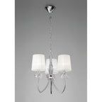 M4633 Loewe Pendant 3 Light E14 Polished Chrome White Shades