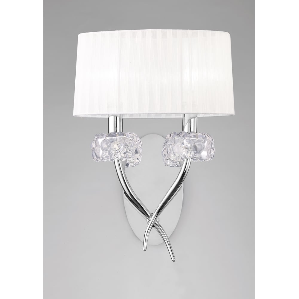 M4634/S Loewe Wall Lamp Switched 2 Light E14 Polished Chrome White Shade