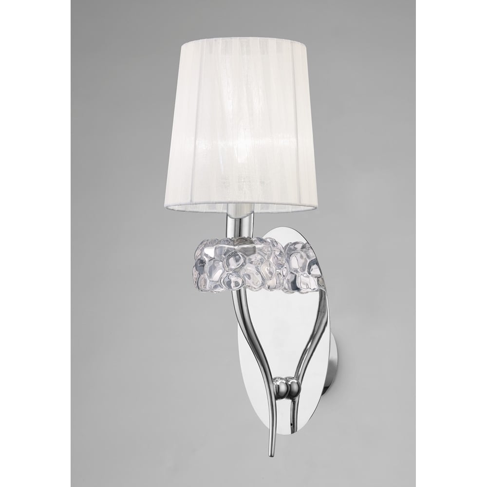 M4635/S Loewe Wall Lamp Switched 1 Light E14 Polished Chrome White Shade