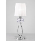 M4637 Loewe Table Lamp 1 Light E14 Small Polished Chrome White Shade