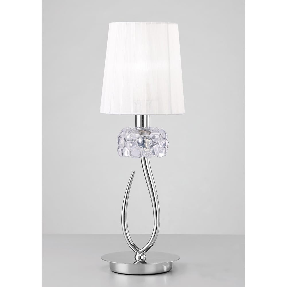 M4637 Loewe Table Lamp 1 Light E14 Small Polished Chrome White Shade