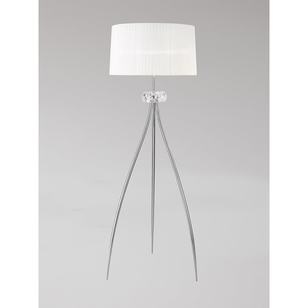 M4638 Loewe Floor Lamp 3 Light E27 Polished Chrome White Shade