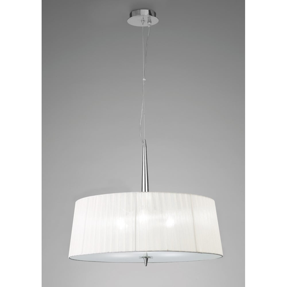 M4639 Loewe Single Pendant 3 Light E27 Polished Chrome White Shade