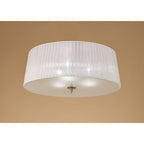 M4640AB Loewe Flush Ceiling 3 Light E27 Antique Brass Cream Shade