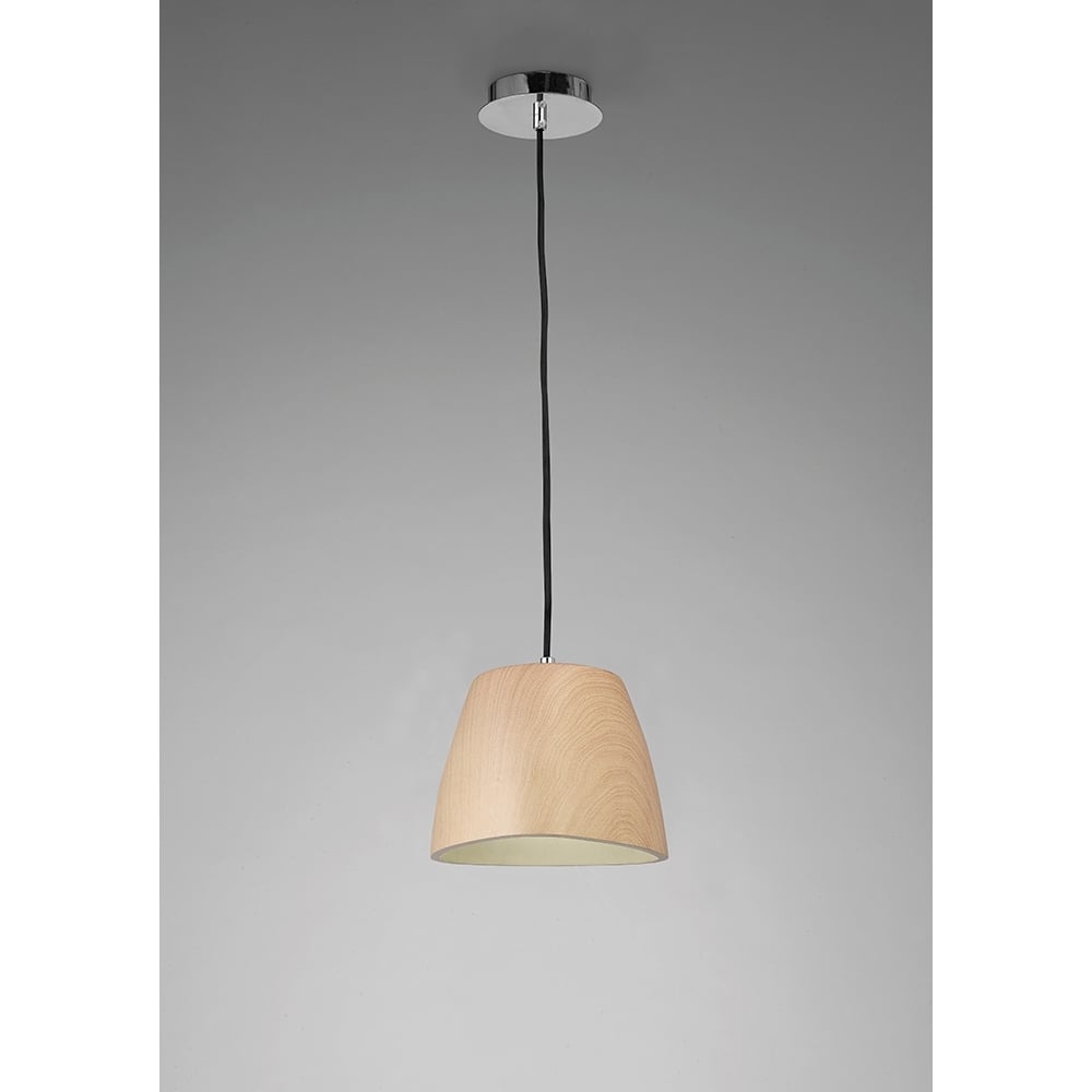 M4824 Triangle Pendant Small 1 Light E27 Beech/Polished Chrome