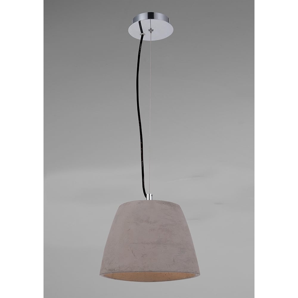 M4825 Triangle Pendant Small 1 Light E27 Cement/Polished Chrome