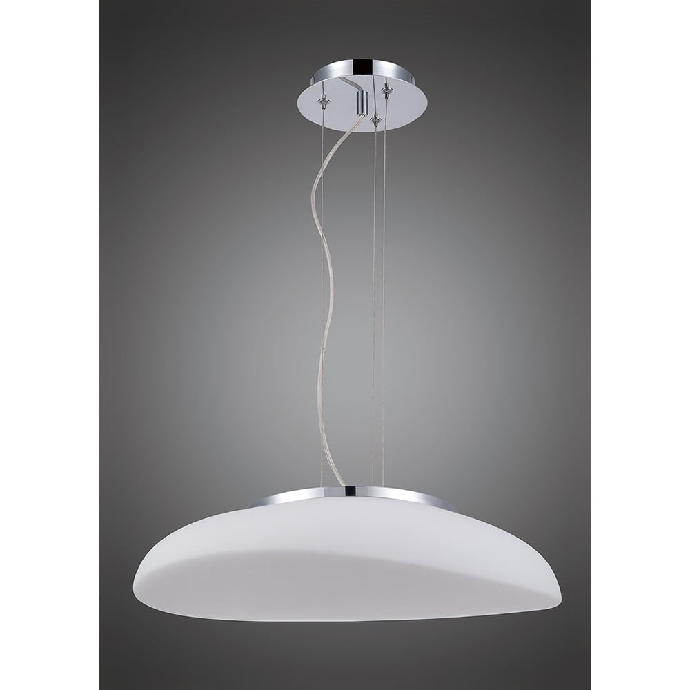 M4891 Opal Oval Pendant 4 Light E27 Polished Chrome/Frosted White Glass