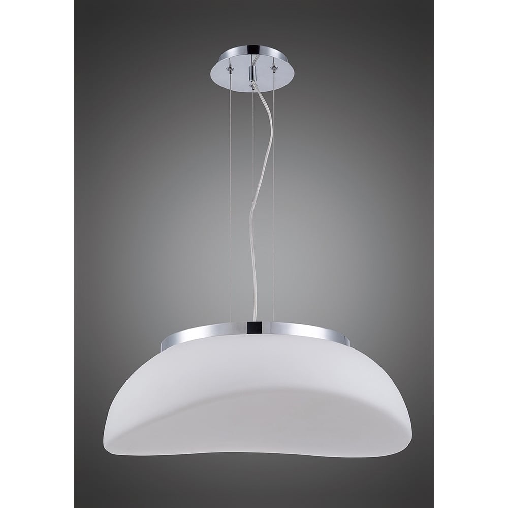 M4892 Opal Pendant 3 Light E27 Polished Chrome/Frosted White Glass